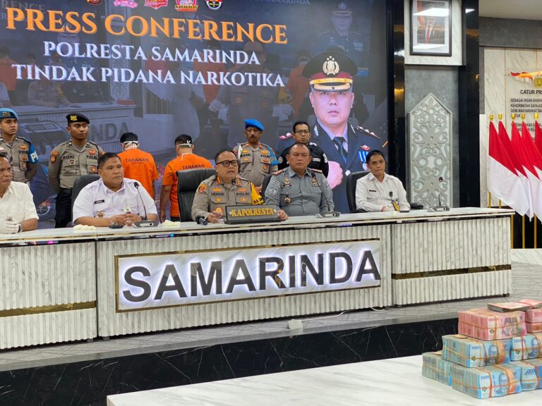 Polresta Samarinda Menggelar Konfrensi Pers Tindak Pidana Narkotika.